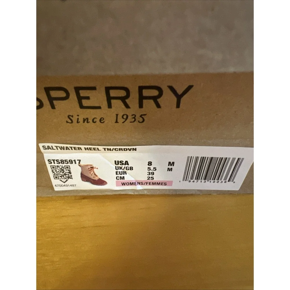 Sperry Saltwater Wool Womens Rain Duck Boots Tan Burgundy Lace Up Fall Winter 8M